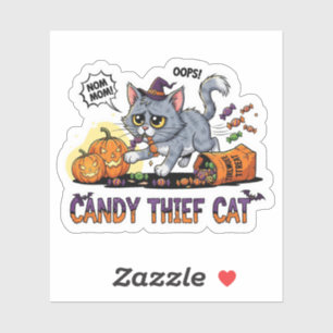 Snoep Thief Cat – Grappige Halloween Vinyl Sticker