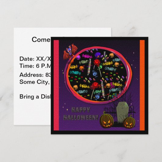 Snoep, Tombstone en Jack o' Lantern Kaart (Voorkant / Achterkant)