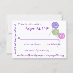 Snoep Treasures Message Text Response Card RSVP Kaartje