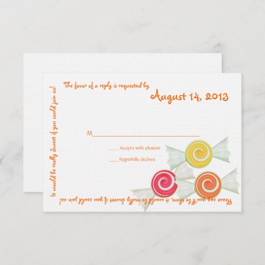 Snoep Treasures Message Text Response Kaart (Voorkant / Achterkant)