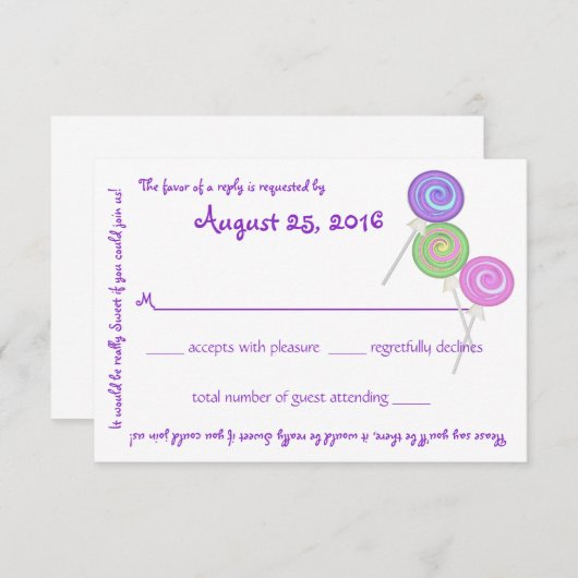 Snoep Treasures Message Text Response Kaart (Voorkant / Achterkant)