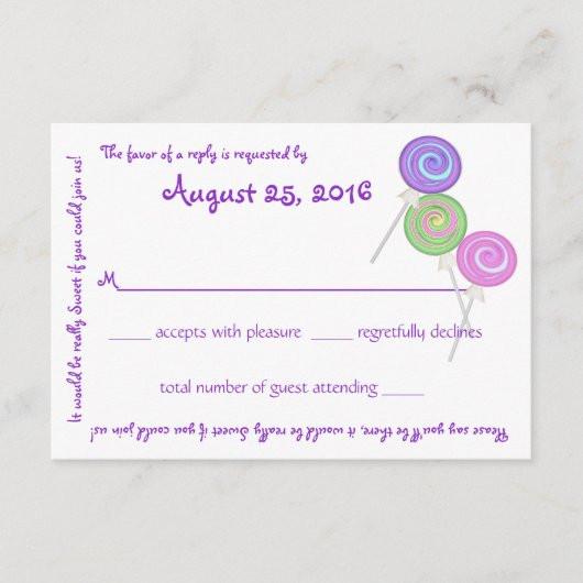 Snoep Treasures Message Text Response Kaart (Voorkant)