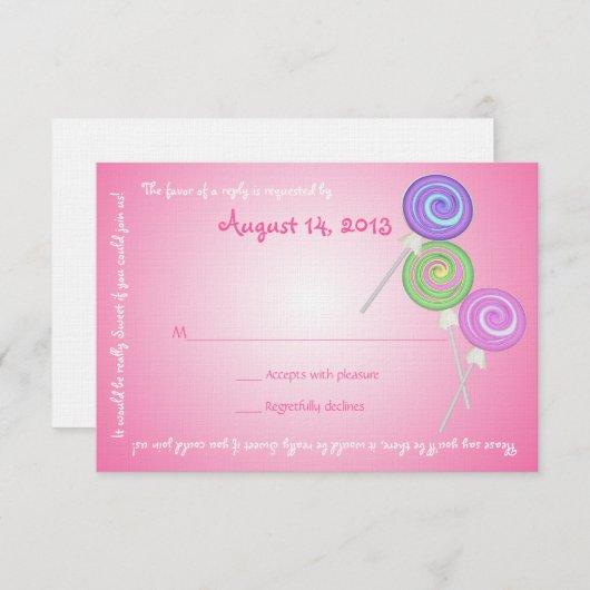 Snoep Treasures Message Text Response Kaart (Voorkant / Achterkant)