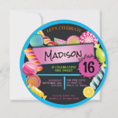 Snoep Treats Sweet 16 Zestien Verjaardagsfeestje Kaart (Voorkant)