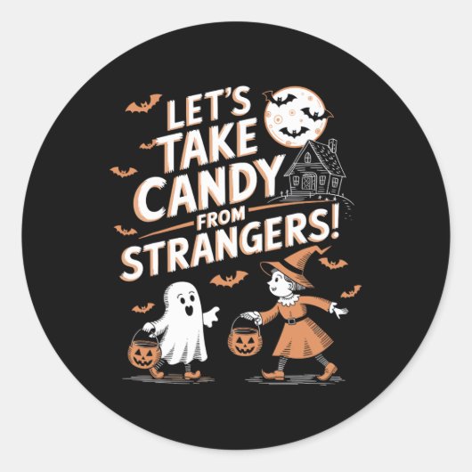 Snoep uit Strangers Funny Halloween 5 Ronde Sticker (Voorkant)