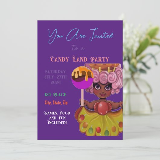 Snoep Uitnodiging grond (Staand voorkant)