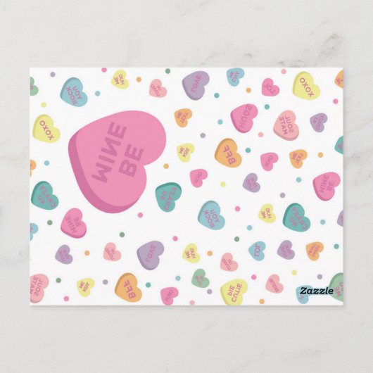 Snoep Valentijn Februari Verjaardagsfeestje voor M Briefkaart (Achterkant)