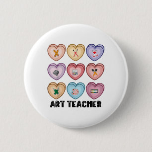 Snoep Valentijnsdag Art Teacher Hearts Schilderen  Ronde Button 5,7 Cm