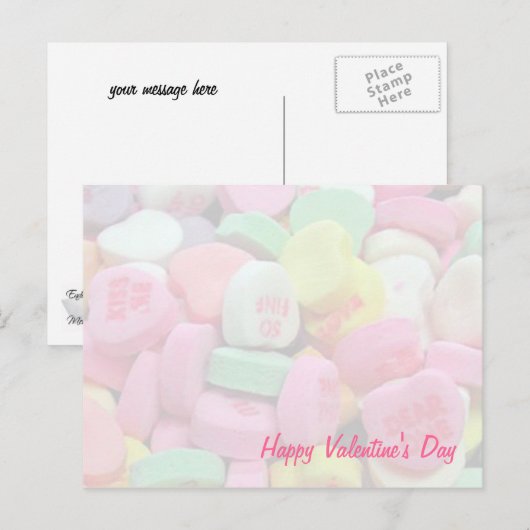 Snoep Valentijnsdag Briefkaarten (Voorkant / Achterkant)