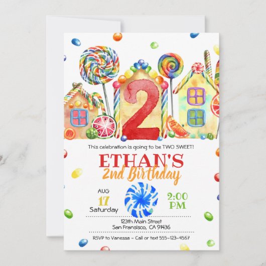 Snoep van Candyland Uitnodiging tot het indienen v (Voorkant)