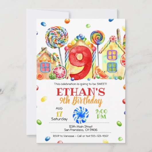 Snoep van Candyland Uitnodiging tot het indienen v (Voorkant)