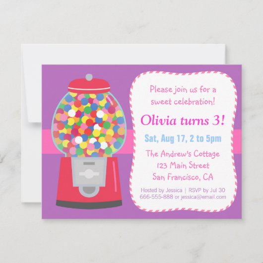 Snoep van de kleurrijke gumbalmachine kaart (Voorkant)