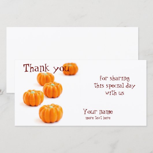 Snoep van de pompoen bedankkaart (Voorkant / Achterkant)