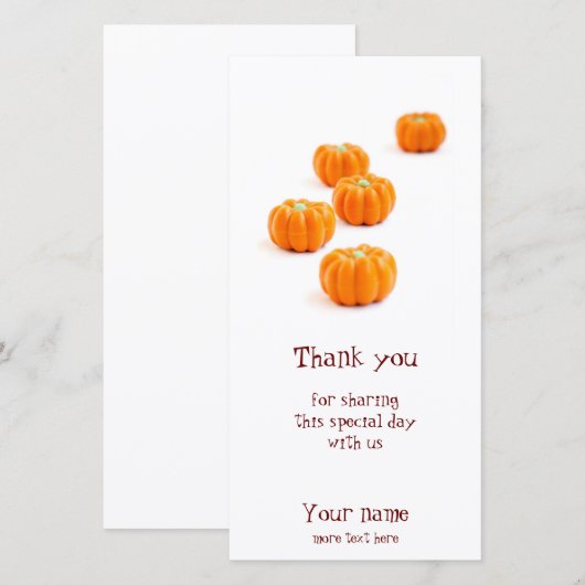 Snoep van de pompoen bedankkaart (Voorkant / Achterkant)