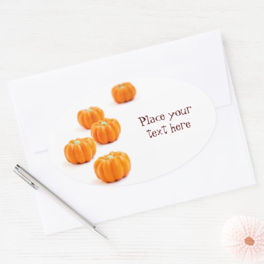 Snoep van de pompoen ovale sticker (Envelop)