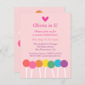 Snoep van de Regenbooglollipop - Birthday Party -  Kaart (Voorkant / Achterkant)