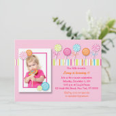 Snoep van de zoete Lollipop Birthday-uitnodigingen Kaart (Staand voorkant)