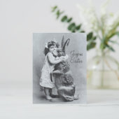 Snoep van het Meisje van het Konijn van het antiek Feestdagenkaart (Staand voorkant)