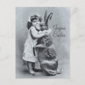 Snoep van het Meisje van het Konijn van het antiek Feestdagenkaart (Voorkant)