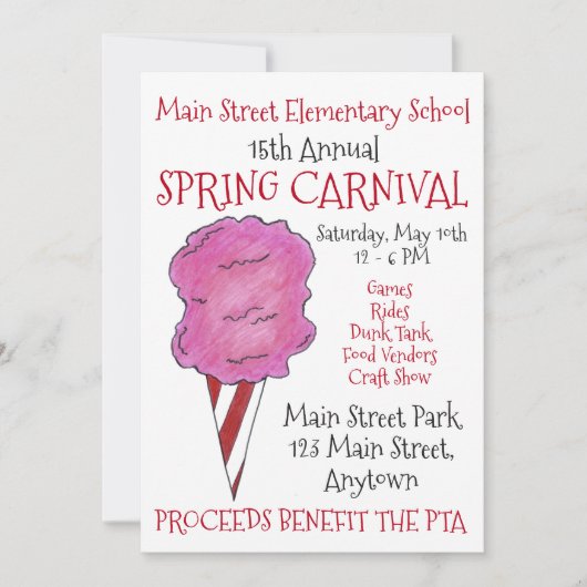 Snoep van inktkatoen op het voorjaarsfestival van  kaart (Voorkant)