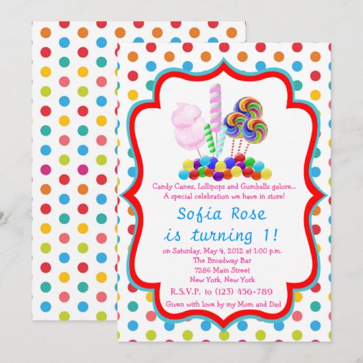 Snoep van Kandyland Eerste uitnodiging op zaterdag (Voorkant / Achterkant)