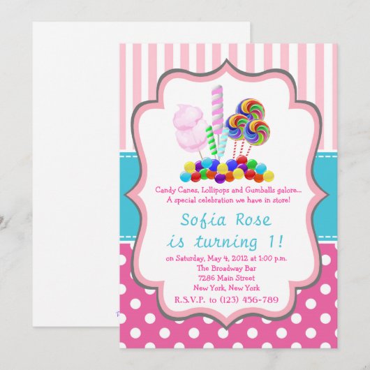 Snoep van Kandyland Eerste uitnodiging op zaterdag (Voorkant / Achterkant)