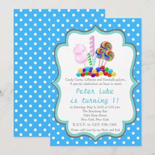 Snoep van Kandyland Eerste uitnodiging van geboort (Voorkant / Achterkant)