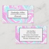 Snoep van katoen Roze en Blauwe marmer Visitekaartje (Voorkant / Achterkant)