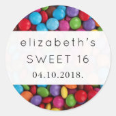 Snoep van kleurstoffen, Buttonnen van Snoep, zoet  Ronde Sticker (Voorkant)