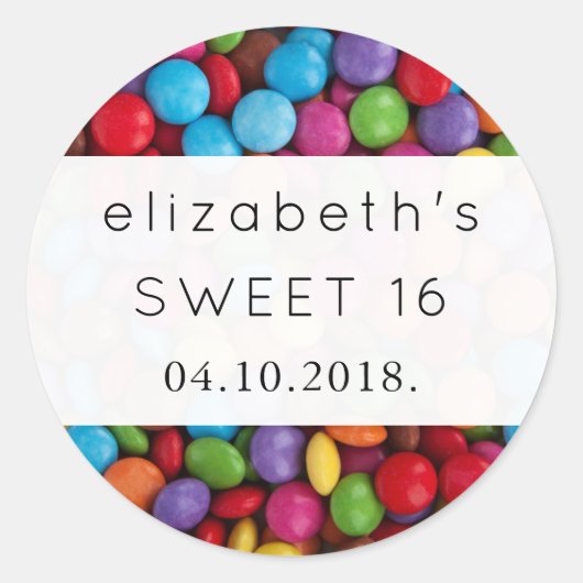 Snoep van kleurstoffen, Buttonnen van Snoep, zoet  Ronde Sticker (Voorkant)