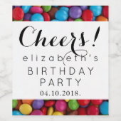 Snoep van kleurstoffen, Buttonnen van Snoepjes, zo Wijn Etiket (Enkel label)