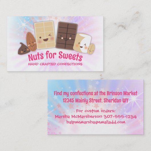 Snoep van moeraschocolade met moerasmakerij visitekaartje (Voorkant / Achterkant)