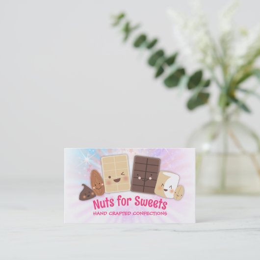 Snoep van moeraschocolade met moerasmakerij visitekaartje (Staand voorkant)