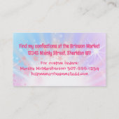 Snoep van moeraschocolade met moerasmakerij visitekaartje (Achterkant)