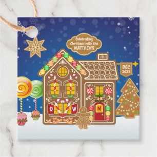 Snoep van Monogram Gingerbrood House Kerstkoekjes Bedankjes Labels