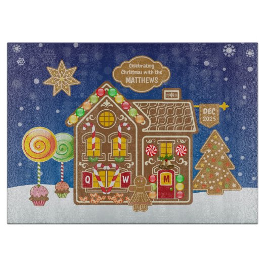 Snoep van Monogram Gingerbrood House Kerstkoekjes Snijplank (Voorkant)