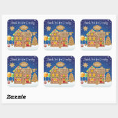 Snoep van Monogram Gingerbrood House Kerstkoekjes Vierkante Sticker (Vel)