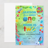 Snoep van siblings, een zoete twee jongens nodigen kaart (Voorkant / Achterkant)