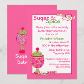 Snoep van suikerbiet en Baby shower van specerijen Kaart (Voorkant / Achterkant)