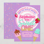 Snoep van zoet land 1e verjaardag kaart (Voorkant / Achterkant)