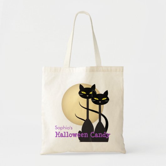 Snoep van zwarte katten en moon Halloween Tote Bag (Voorkant)