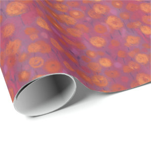 Snoep Veld, abstract bloempatroon, roze sinaasappe Cadeaupapier