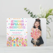 Snoep Verjaardag Foto Uitnodiging (Staand voorkant)