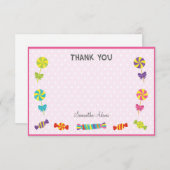 Snoep verjaardag Hartelijk dank (roze) Bedankkaart (Voorkant / Achterkant)