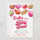 Snoep Verjaardag Twee Lief Feestuitnodiging Kaart (Voorkant)