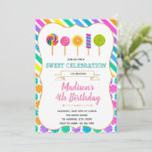 Snoep verjaardagsfeestuitnodiging kaart (Staand voorkant)