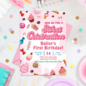 Snoep verjaardagsuitnodiging het eerste feest kaart