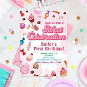 Snoep verjaardagsuitnodiging het eerste feest kaart