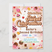 Snoep verjaardagsuitnodiging het tweede feest kaart (Voorkant)