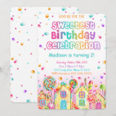 Snoep verjaardagsuitnodiging kaart (Voorkant / Achterkant)